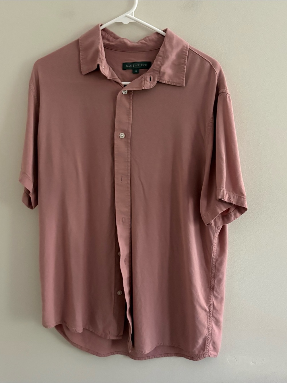 Slate & Stone Men’s Medium Pink Short Sleeve Viscose Shirt Beach tropical P7